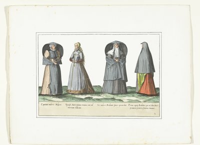 Four Women Dressed According to Fashion in Antwerp, Brabant, and 