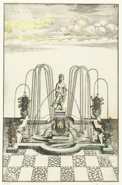 Square Basin with Semi-Circular Protrusions (series title: Architectura Curiosa Nova) by Anonymous