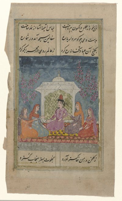 Five Women Under a Dark Blue Sky in Front of a White Pavilion by Anonymous