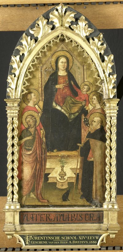 Virgin and Child Enthroned with Four Saints, Saints John the Baptist, Antony Abbot, Elizabeth of Hungary, a Female Saint by Anonymous