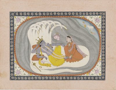 Vishnu Lying on the Serpent Ananta, Bhumi Sitting Before Him by Anonymous