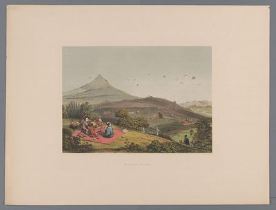 Kite Fights in a Japanese Hill Landscape (Kite Fight) (Souvenir of Japan Views from Nature with Text by Count de Lijnden) by Anonymous