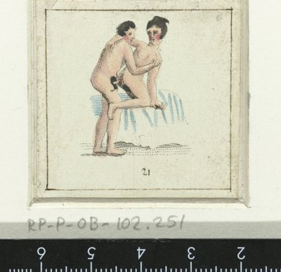 Couple Making Love, Woman Standing with Her Back to the Man by Anonymous