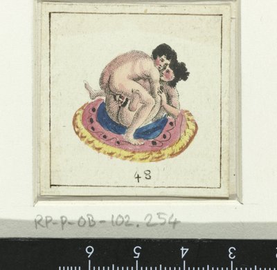 Lovers Lying on a Round Carpet, Eight Erotic Scenes (series title) by Anonymous
