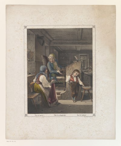 Woman and Boy with a Teacher in a Classroom by Anonymous