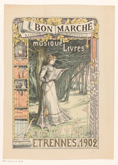 Woman Reading a Magazine, Standing Under a Tree by Anonymous