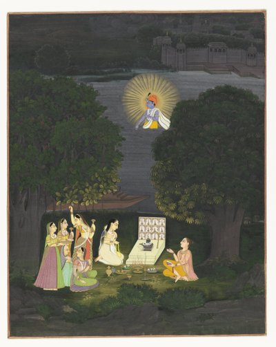 Women Worshipping Shiva Interrupted by a Vision of Krishna by Anonymous