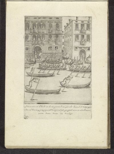 Competition of Gondolas and Rowboats in Venice by Anonymous