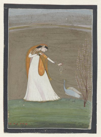 Woman with a Peacock by Anonymous