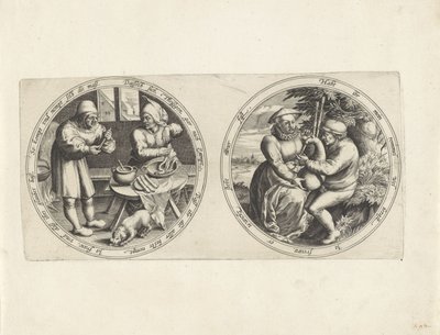 Sausage makers and a bagpipe player by Anonymous