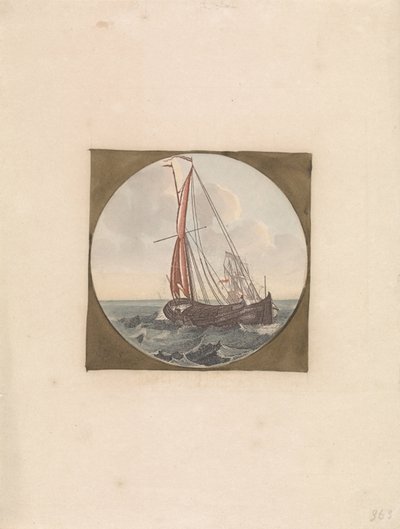Sailing Ship at Sea, Seen from Behind by Anonymous
