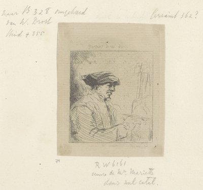 Self-Portrait of Willem Drost at the Easel by Anonymous