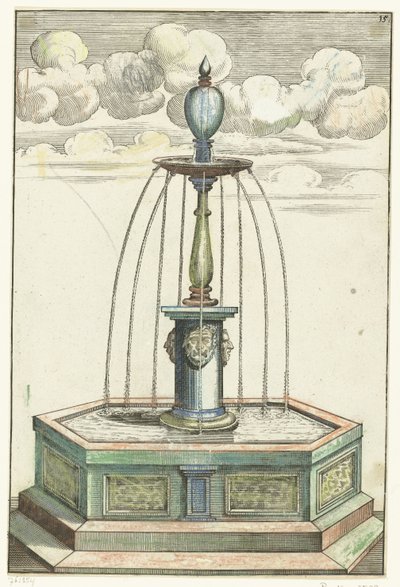 Hexagonal Basin with Short Column (series title: Architectura Curiosa Nova) by Anonymous