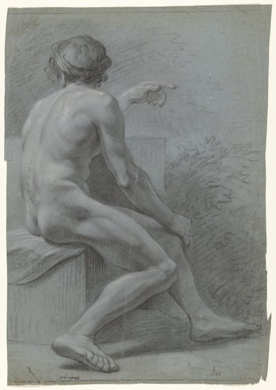 Seated Male Nude, Facing Right, Seen from the Back by Anonymous
