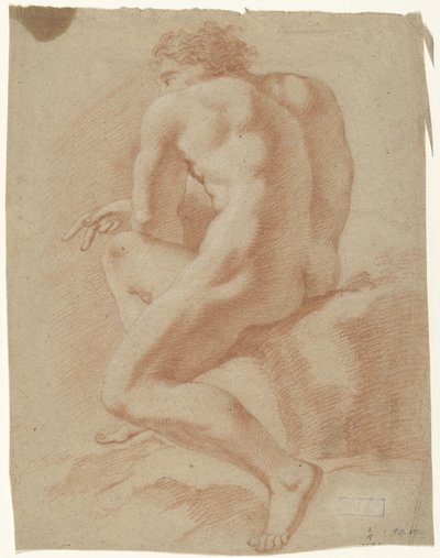 Seated Male Nude, Seen from the Back, Facing Left by Anonymous