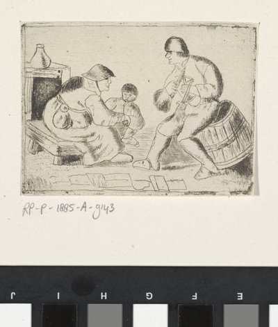Seated Woman and Man Spinning by Anonymous
