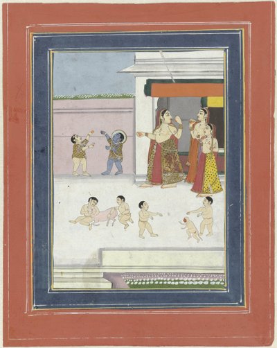 Three Women and Playing Children with Krishna by Anonymous