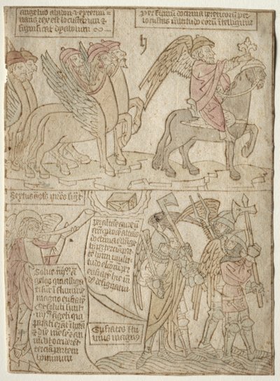 Page from the Apocalypse: The Locusts with the Angel of the Abyss and The Sixth Trumpet by Anonymous
