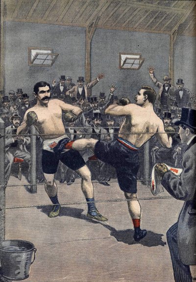 A boxing assault: victory of French champion Joseph Charlemont against Jerry Driscoll with the technique of 
