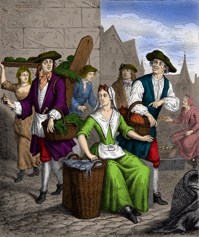 A lady of the Halle during the reign of King Louis XVI, Engraving by Anonymous Anonymous