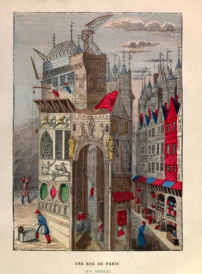 A street in Paris, 15th century - Private collection by Anonymous Anonymous