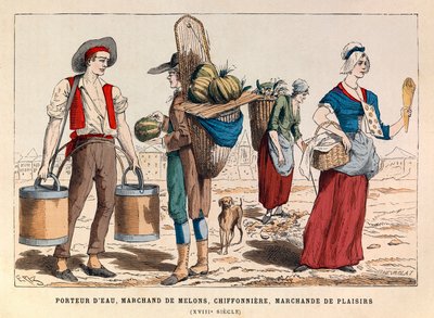 A Water Carrier, a Melon Merchant, a Ragpicker and a Pleasure Merchant in the 18th Century by Anonymous Anonymous