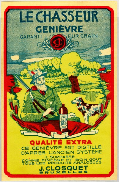 Advertisement sticker for Jenever liquor from Belgium by Anonymous Anonymous