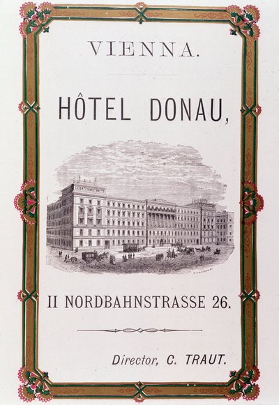 Advertising poster for Hotel Donau in Vienna, Austria 1874 by Anonymous Anonymous