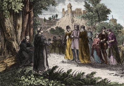 St. Dominic preaching to the Albigensians - Engraving of 1846 in 