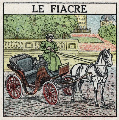 Animal traction: the fiacre. Anonymous illustration from 1925. Private collection. by Anonymous Anonymous