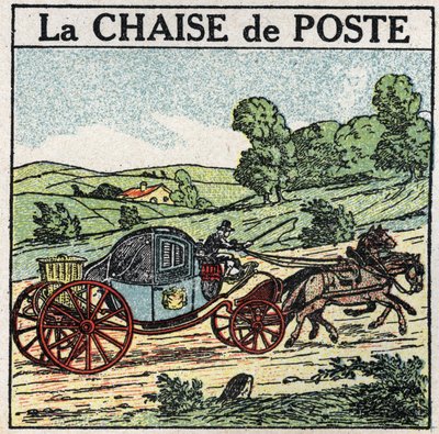 Animal traction: the post chair. Anonymous illustration of 1925. Private collection. by Anonymous Anonymous