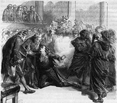 Assassination of Gustav III of Sweden - Assassination of Gustav III (1746-1792) King of Sweden, during the Mask Ball of the Royal Opera of Stockholm by Jacob Johan Ankarstrom - Engraving in 