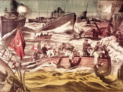 Battle of Kunfuda: naval battle fought on 7 and 8 January 1912, during the Italian-Turkish War, in the Red Sea, in front of the port of Kunfuda, Saudi Arabia by Anonymous Anonymous