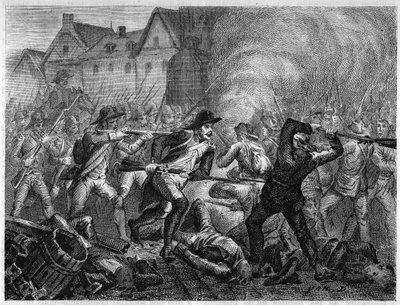 Battle of Le Mans in 1793 during the War of Vendee. Engraving from 1866 in 