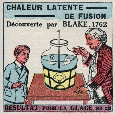 Calorimetry: The Latent Heat of Fusion Discovered by Joseph Black (1728-1799) in 1761-1762. Result for Ice. Anonymous Illustration from 1925. Private Collection by Anonymous Anonymous