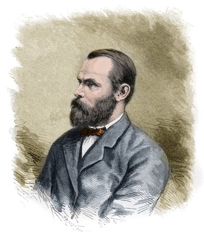 Portrait of Carl Christian Koldewey (1837-1908) German Arctic explorer, leader of both German North Polar Expeditions - engraving late 19th century by Anonymous Anonymous