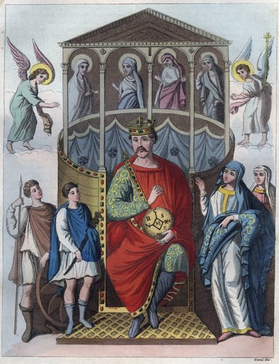 Charles the Bald, King of West Francia, Italy, and Holy Roman Emperor, 823 - Portrait of Charles II the Bald, King of France engraving from 