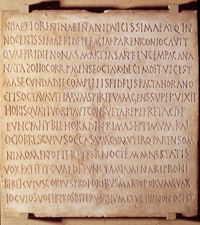 Catania inscriptions describing the method of administration of baptisms and funerary rites, beginning of the 4th century by Anonymous Anonymous