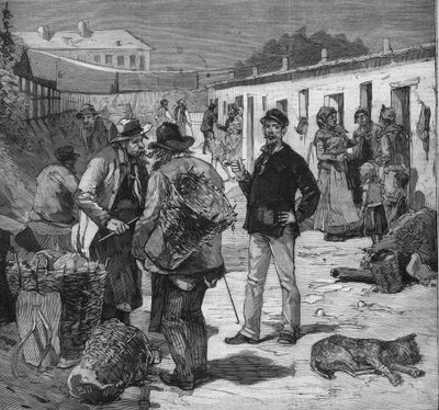City of ragpickers in Clichy, Paris. Engraving in 