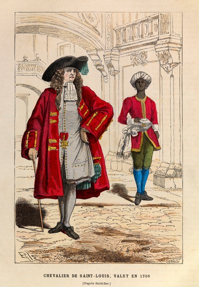 Costume of a Knight of Saint Louis Accompanied by His Valet in 1706 by Anonymous Anonymous