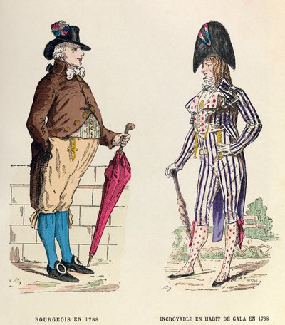 Costume of a Bourgeois and an Incredible in Gala Dress in 1788 - Private Collection by Anonymous Anonymous