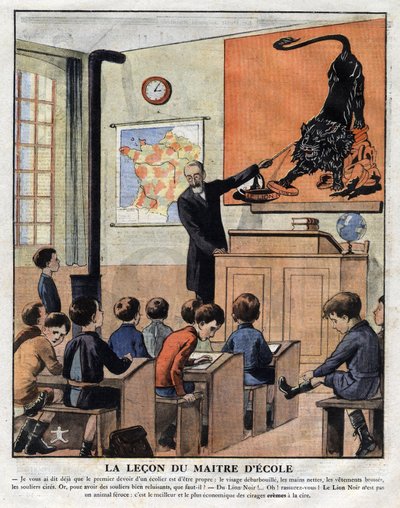 Courses in Good Manners at School, a Teacher Teaches School Students How to Use Polish to Make Shoes Shine. Advertising Illustration from 