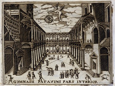Court of the University of Padua in Italy in the 17th century. Anonymous engraving of the 17th century by Anonymous Anonymous