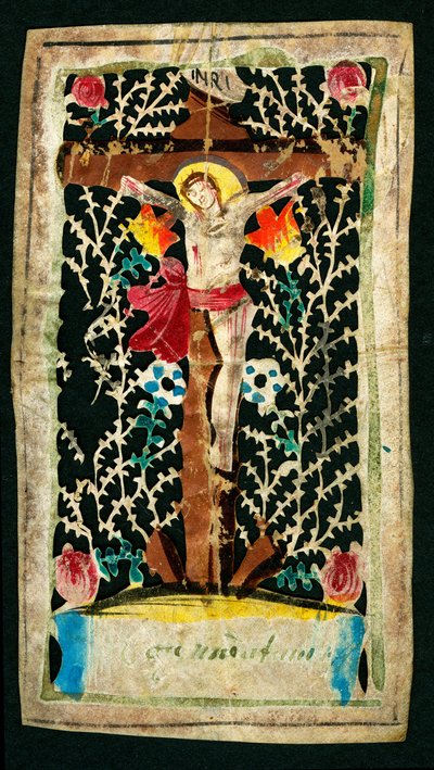 Crucifixion - Pious image with INRI inscription - Private collection by Anonymous Anonymous