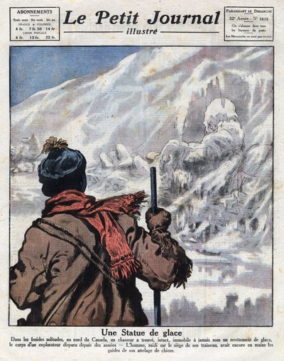 Discovery of the body of an explorer in the ice of Canada, disappeared for years. Illustration taken from 