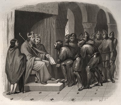 Edward the Confessor giving new laws to his people - Engraving from 1846 in 