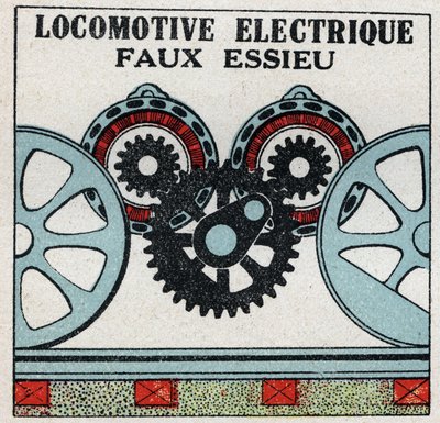 Electric railways: false axle of an electric locomotive. Anonymous illustration from 1925. Private collection. by Anonymous Anonymous