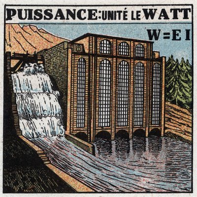Electrical units: Watt to measure electrical power. Anonymous illustration from 1925. Private collection. by Anonymous Anonymous