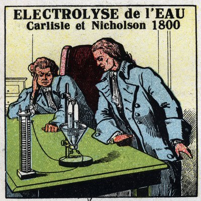 Electrochemistry: electrolysis of water by Anthony Carlisle (1768-1842) and William Nicholson (1753-1815) in London on May 2 by Anonymous Anonymous
