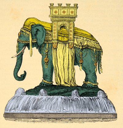 Elephant fountain project on Place de la Bastille, demolished in 1840, Engraving by Anonymous Anonymous